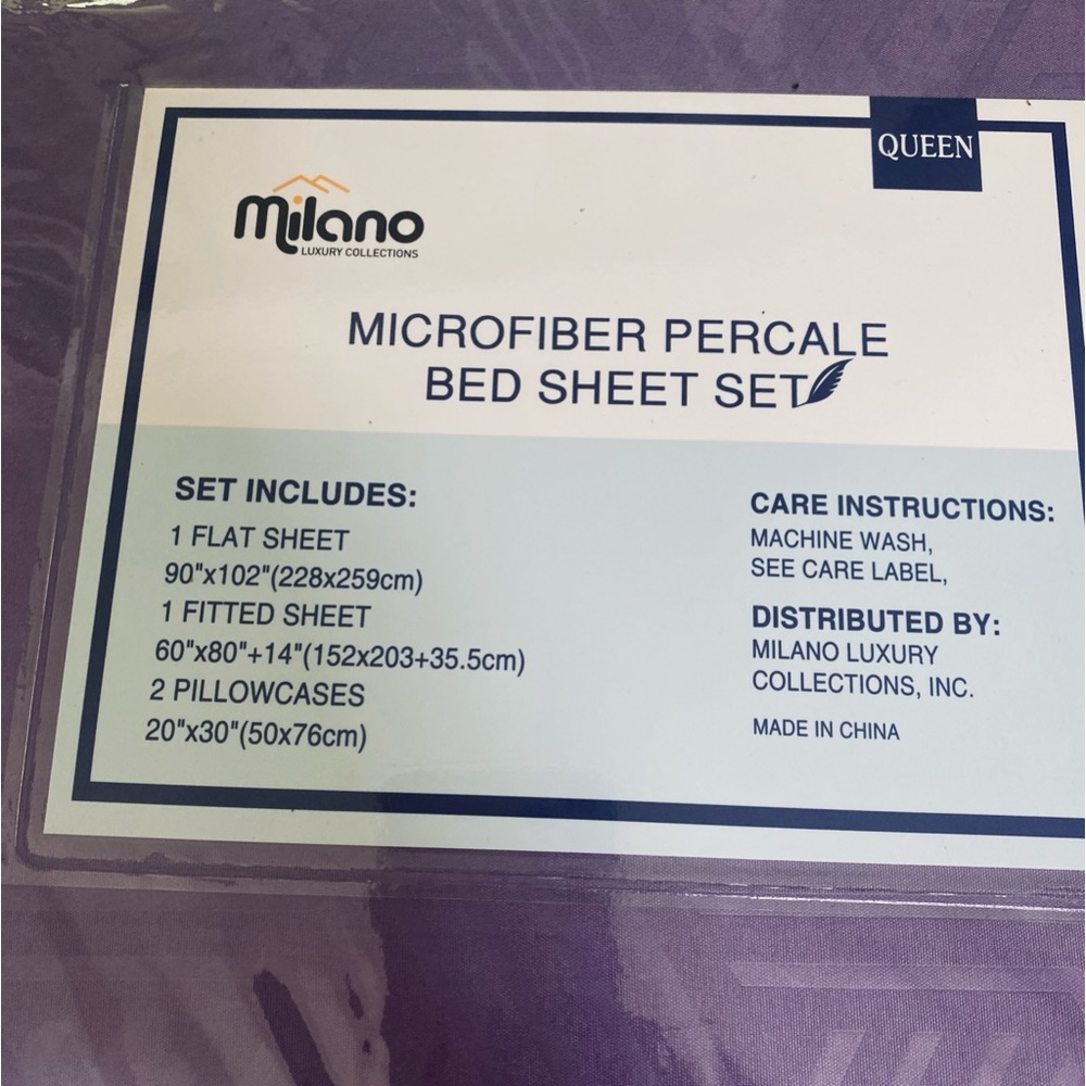 Milano LUXURY COLLECTIONS MICROFIBER PERCALE Queen BED SHEET SET